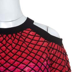 M Missoni Multicolor Textured Knit Cold Shoulder Top S