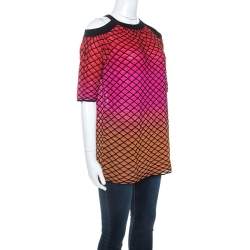 M Missoni Multicolor Textured Knit Cold Shoulder Top S