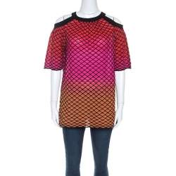 M Missoni Multicolor Textured Knit Cold Shoulder Top S