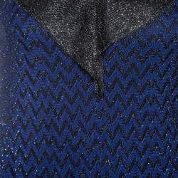 Pre Owned M Missioni Blue Metallic Knit Tie Shoulder Detail Maxi Dress S