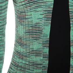 Pre Owned M Missoni Mint Green Striped Knit Open Front Cardigan M