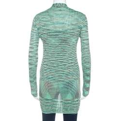 Pre Owned M Missoni Mint Green Striped Knit Open Front Cardigan M
