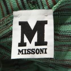 Pre Owned M Missoni Mint Green Striped Knit Open Front Cardigan M