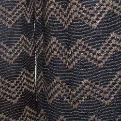 Pre Owned M Missoni Black and Gold Chevron Lurex Knit Skirt And Cardigan Set M