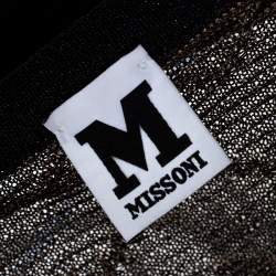 Pre Owned M Missoni Black and Gold Chevron Lurex Knit Skirt And Cardigan Set M