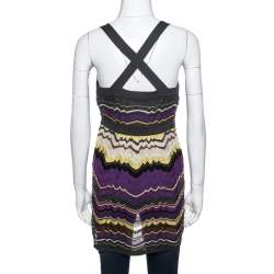 Pre Owned M Missoni Multicolor Chevron Crochet Knit Sleeveless Top L