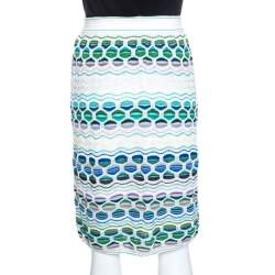 Pre Owned M Missoni Multicolor Textured Knit Midi Skirt M