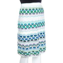 Pre Owned M Missoni Multicolor Textured Knit Midi Skirt M