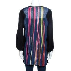 Pre Owned توب توينك أم ميزوني نمط مخطط تريكو أسود M