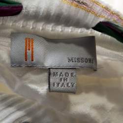 Pre Owned M Missoni White Textured Knit Scarf Detail Top S