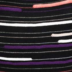 Pre Owned M Missoni Black Embossed Stripe Lurex Wool Knit Mini Dress S