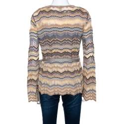 M Missoni Muticolor Wool Blend Chevron Knit Tank Top and Cardigan Set M