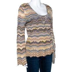 M Missoni Muticolor Wool Blend Chevron Knit Tank Top and Cardigan Set M