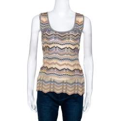 M Missoni Muticolor Wool Blend Chevron Knit Tank Top and Cardigan Set M
