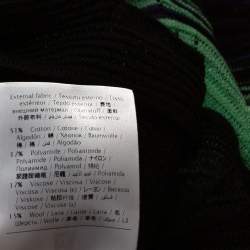 Pre Owned توب إم ميزوني رقبة مرتفعة تريكو بوينتيلا مموج أخضر و أسود مقاس وسط (ميدوم)