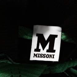 Pre Owned توب إم ميزوني رقبة مرتفعة تريكو بوينتيلا مموج أخضر و أسود مقاس وسط (ميدوم)