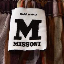 M Missoni Multicolor Printed Cotton Ruched Neckline Blouse M 