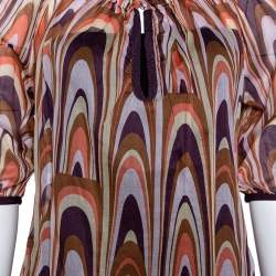 M Missoni Multicolor Printed Cotton Ruched Neckline Blouse M 