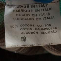 Pre Owned M Missoni Teal & Grey Striped Lurex Knit Button Front Cardigan L