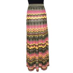 Pre Owned M Missoni Multicolor Lurex Chevron Knit Maxi Skirt M