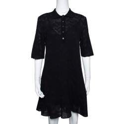 مملوكة مسبقًا M Missoni Black Textured Wool Blend Knit A Line Dress S