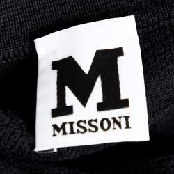 مملوكة مسبقًا M Missoni Black Textured Wool Blend Knit A Line Dress S