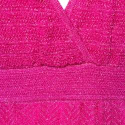 مملوكة مسبقًا M Missoni Pink Zig Zag Lurex Knit Sleeveless Maxi Dress L