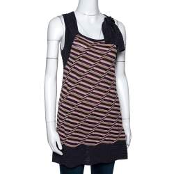 Pre Owned M Missoni Multicolor Striped Knit Shoulder Tie Detail Tunic M 