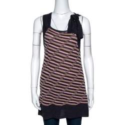 Pre Owned M Missoni Multicolor Striped Knit Shoulder Tie Detail Tunic M 