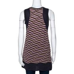Pre Owned M Missoni Multicolor Striped Knit Shoulder Tie Detail Tunic M 