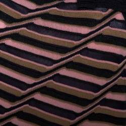 Pre Owned M Missoni Multicolor Striped Knit Shoulder Tie Detail Tunic M 