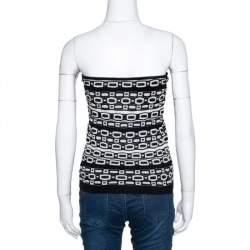 Pre Owned M Missoni Monochrome Knit Strapless Top M 