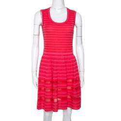 Pre Owned M Missoni Pink Knit Sleeveless Paneled A Line Dress M 
