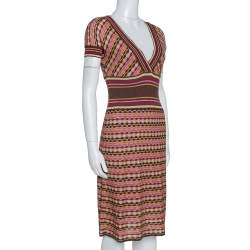 مملوكة مسبقًا M Missoni Brown Lurex Wool Blend Knit Fit & Flare Dress M