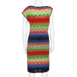 Pre Owned M Missoni Multicolor Wavy Linen Blend Knit Sleeveless Dress M