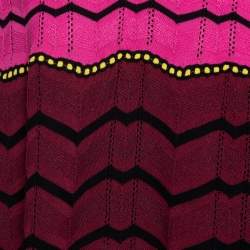 Pre Owned M Missoni Pink Zig Zag Knit Flared Top M