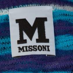 Pre Owned M Missoni Blue Animal Pattern Wool Blend Knit Top M