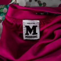 مملوكة مسبقًا M Missoni Magenta Printed Jersey Tie Back Sleeveless Dress L