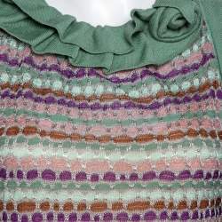 Pre Owned M Missoni Sage Green Wool Knit Ruffled Shift Dress M