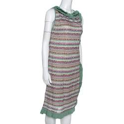 Pre Owned M Missoni Sage Green Wool Knit Ruffled Shift Dress M