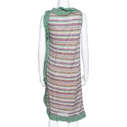 Pre Owned M Missoni Sage Green Wool Knit Ruffled Shift Dress M