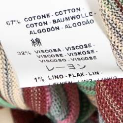 Pre Owned M Missoni Multicolor Striped Rib Knit Sleeveless Belted Dress L