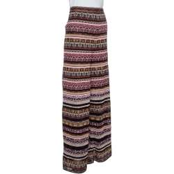 Pre Owned M Missoni Multicolor Lurex Knit Wide Leg Trousers L