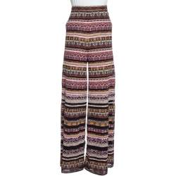 Pre Owned M Missoni Multicolor Lurex Knit Wide Leg Trousers L