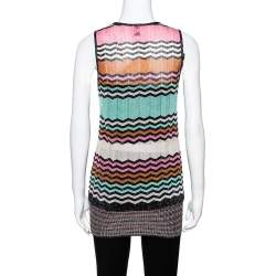 Pre Owned M Missoni Multicolor Lurex Knit Chevron Striped Sleeveless Top M