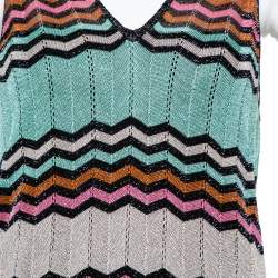 Pre Owned M Missoni Multicolor Lurex Knit Chevron Striped Sleeveless Top M