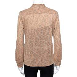 Pre Owned M Missoni Rust Orange Lurex Wool Knit Tie Neck Blouse L