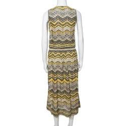 مملوكة مسبقًا M Missoni Pale Yellow Lurex Chevron Knit Sleeveless Dress M