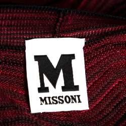 Pre Owned M Missoni Red Wavy Textured Knit Button Front Cardigan M