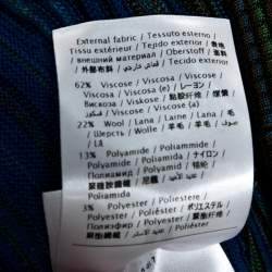 Pre Owned M Missoni Blue Wavy Textured Knit Button Front Cardigan M